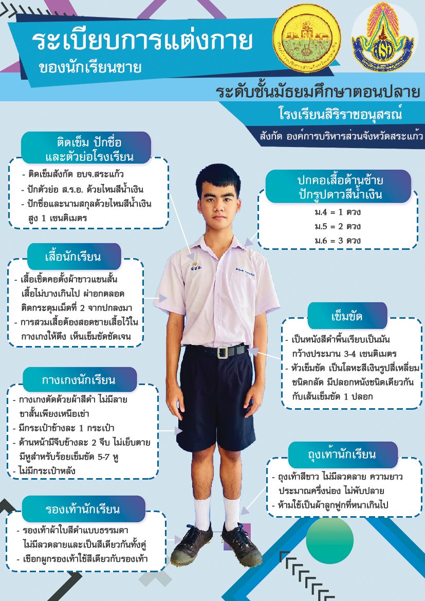 ระเบียบการแต่งกายนักเรียนชายและนักเรียนหญิง ระดับมัธยมศึกษาตอนปลาย